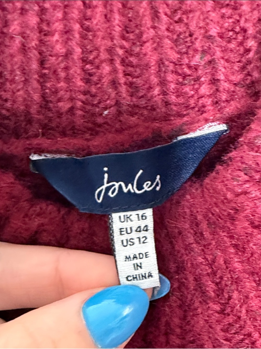 Joules Raspberry Red Textured Knit Sweater - Picture 2 of 7